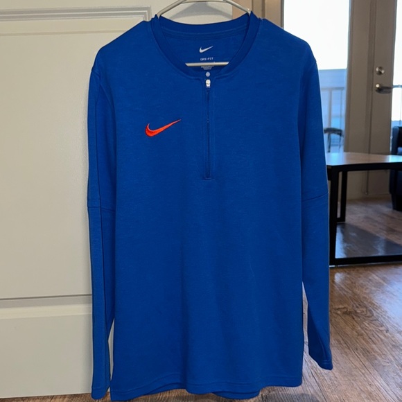 Nike Other - Nike Blue Long Sleeve Pull Over with Orange Swoosh
